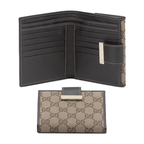 Brun Gucci Volet Français Porte-Monnaie Avec Le Détail Des Motif